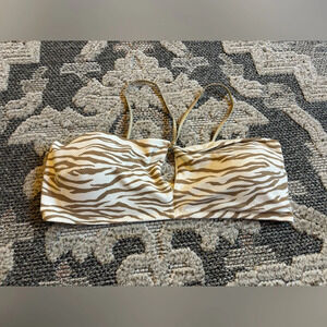 Aerie Zebra Print With Sparkles Bandeu Bikini Top Size XXL